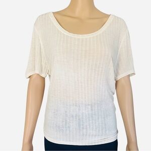 Bozzolo cream cardigan short sleeve shirt top round neck lightweight Women’s M